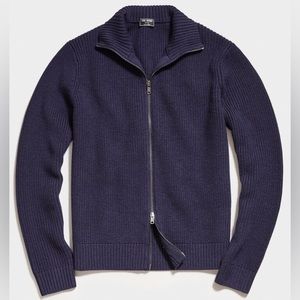 Todd Snyder Merino Full-Zip Sweater in Navy